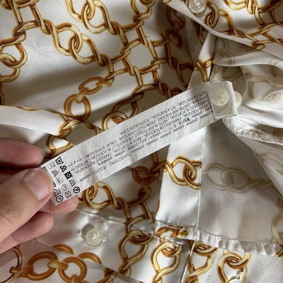 X2 express Zara Men's Gold Chain Button Down Shirt Sz s - Picture 8 of 9